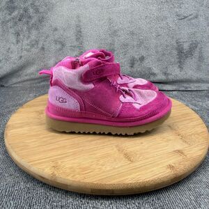 UGG Boots Girls Size 12 Pink Suede Shearling Lined Zip Ankle Winter 1134550T